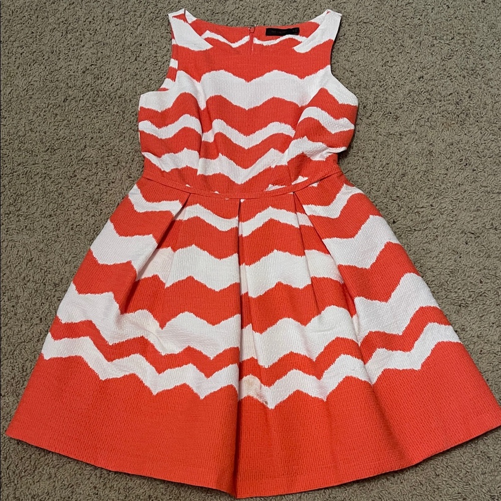 The Limited Orange and White Zigzag Dress